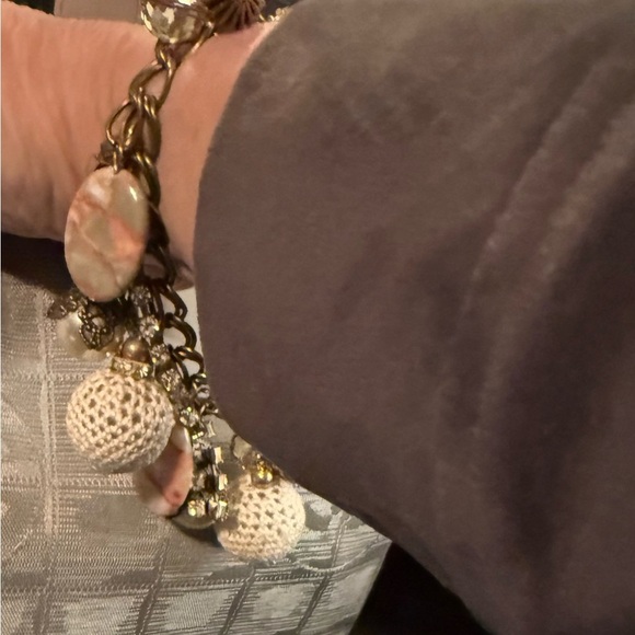 Gold Tone and Faux Pearl Beaded Charm Bracelets Set of 5  Handmade Charm Bracelet – Mixed Beads & Pearls, Gold Tone